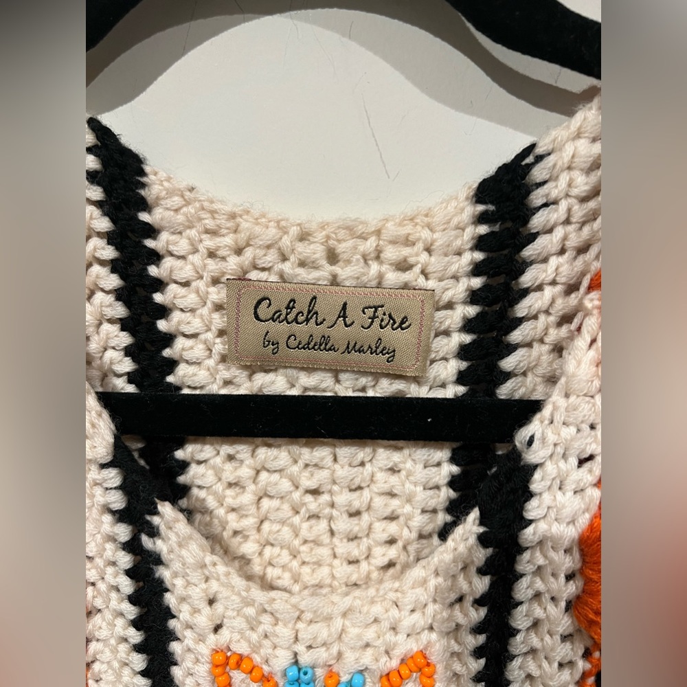 Limited Edition Marley Catch A Fire Crochet Vest, Poncho, Sweater, Beaded, HOT - Picture 2 of 9
